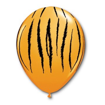 Воздушный Шар (12''/30 см) Анималистика, Пятнистый окрас, Тигр, Оранжевый, с гелием