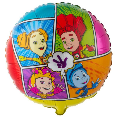 Фиксики комиксы, фольгированный шар с гелием, круг 45 см