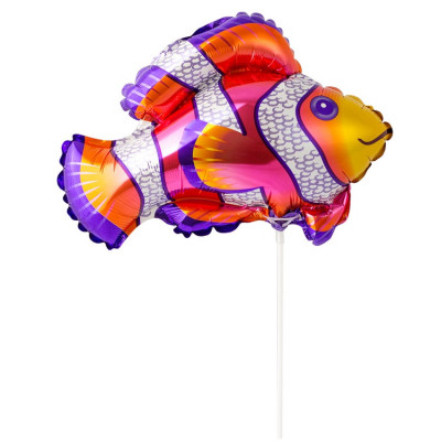 Шар на палочке Рыба пестрая, мини-фигура из фольги, с воздухом 