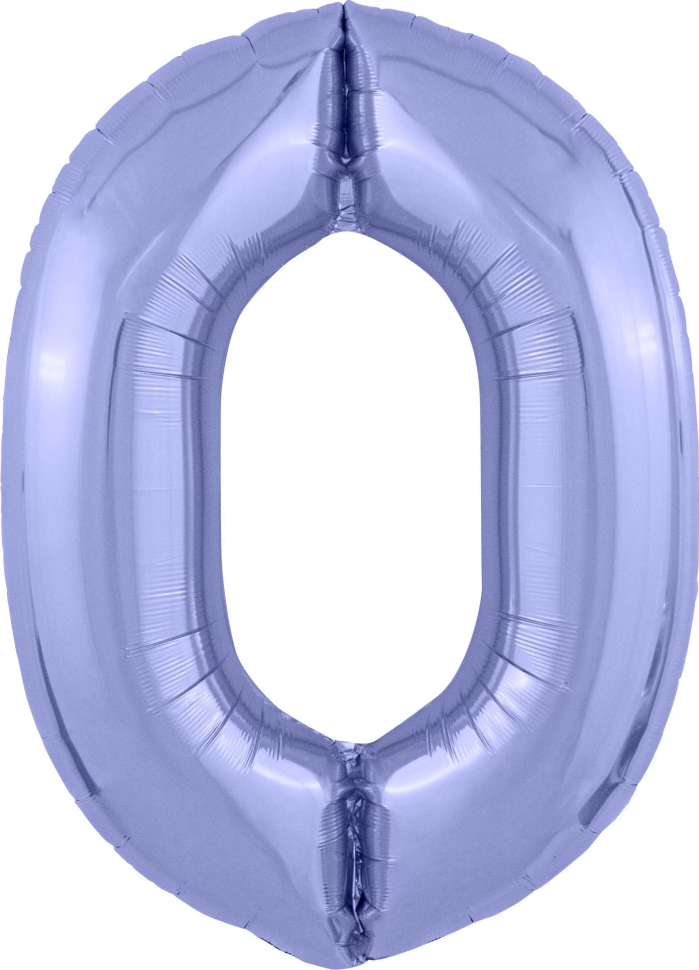 Шар цифра 0 с гелием пастельный фиолетовый, slim (тонкая) 102 см, с гелием  