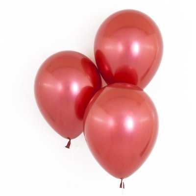 Воздушные шары Хром красный, латексные шары с гелием, 30 см 