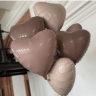 Фольгированный шар Сердце кофе латте, сатин, 45 см, с гелием  