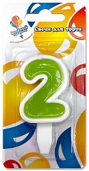 Свеча Цифра 2, Ассорти, 5 см 1 шт.