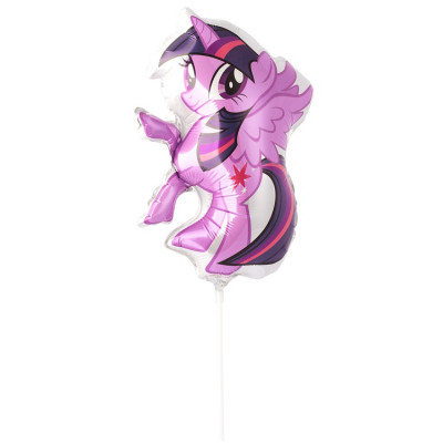 Шар на палочке Пони фиолетовый, мини-фигура из фольги, с воздухом  