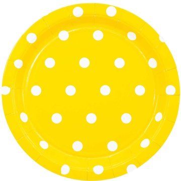 Тарелка Горошек желтая 23см 6шт