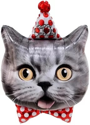 Воздушный шар Котенок в колпачке, фигура, 74 см, с гелием