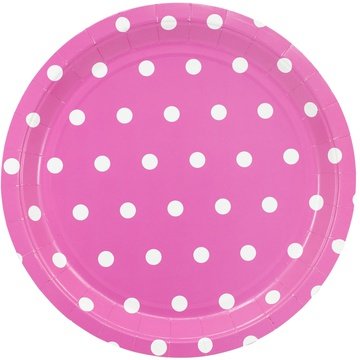 Тарелка Горошек ярко-розовая 23см 6шт