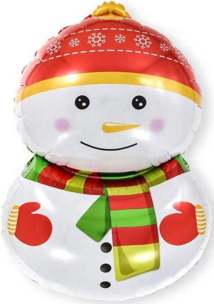 Шар фольгированный, 81 см, Фигура, Счастливый снеговик, с гелием