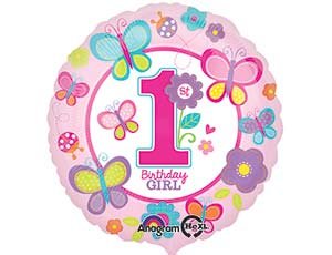 1-Й день рождения девочка (фольгированный шар круглый)