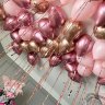 Шары латексные, сочетание (розовый и золотой хром, розовая пастель), 30 см, с гелием