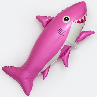 Акула веселая розовая, фольгированный шар с гелием, фигура 99 см 