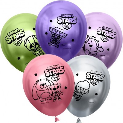 Воздушные шары Бравл старс команда, хром, 30 см, с гелием