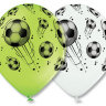 Воздушные шары Футбольные мячи, белые и зеленые, латексные, с гелием, 1 шт