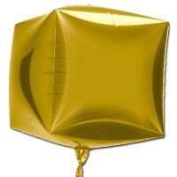 Фольгированный шар 3D Куб Металлик Золотой