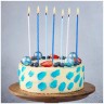 Свечи для торта голубой микс с блестками 14см 12шт