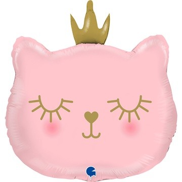 Шар фольгированный, Голова кошки в короне, 66см, с гелием