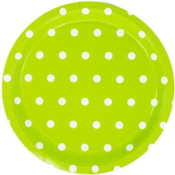 Тарелка Горошек светло-зеленая 23см 6шт