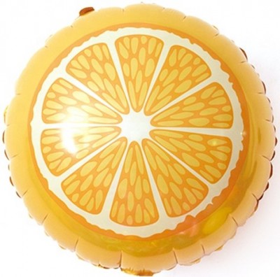 Апельсин, фольгированный шар с гелием, круг 45 см 