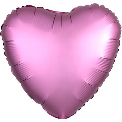 Сердце розовое сатин, шар из фольги  с гелием, 45 см 