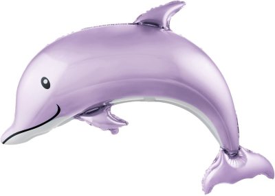 Дельфин веселый сиреневый, фольгированный шар с гелием, фигура  