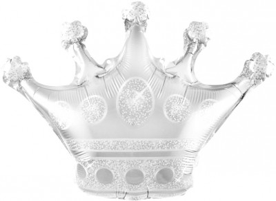 Шар фольгированный Корона серебряная, фигура, 102 см, с гелием