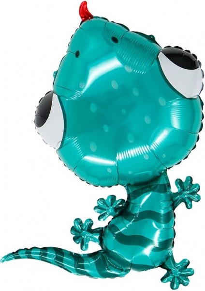 Фольгированный шар Ящерица геккон, бирюзовый, фигура, 81 см, с гелием