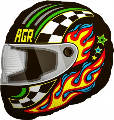 Шлем гонщика, фольгированный шар, фигура, с гелием, 61 см