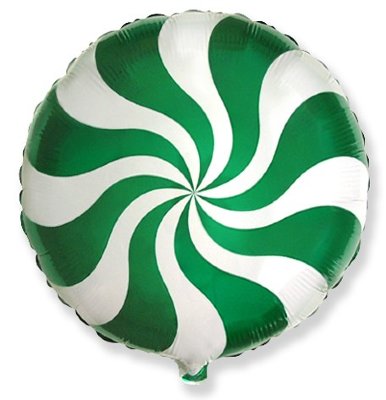 Леденец зеленый, фольгированный шар с гелием, круг 45 см