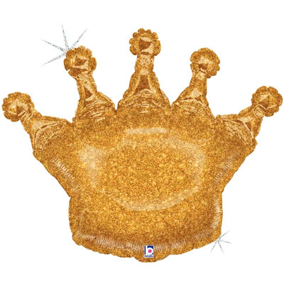 Корона золотая голографическая, фольгированный шар с гелием, 91 см