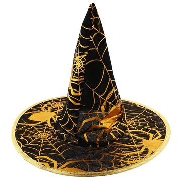 Шляпа ведьмы черная с паутиной золотой