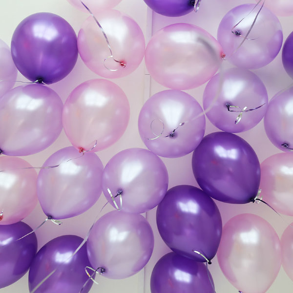 Воздушные шары, металлик (розовый, сиреневый, фиолетовый), 30 см, с гелием