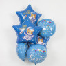 Фольгированный шар С днем рождения Корги в космосе, звезда, голубой, 45 см, с гелием, 1 шт