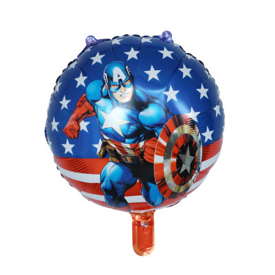 Мстители Капитан Америка с флагом, фольгированный шар с гелием, круг 45 см 