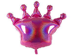 Корона розовая голографическая, фольгированный шар с гелием, 91 см 