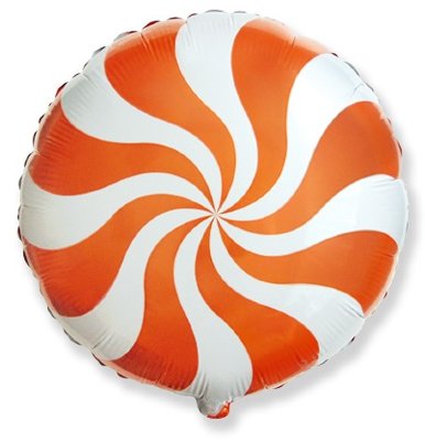 Леденец оранжевый, фольгированный шар с гелием, круг 45 см
