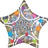 Звезда Happy birthday голографическая, воздушный шар с гелием, 45 см