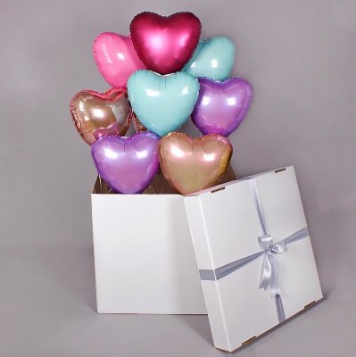Большая коробка-сюрприз с шарами Сердца, 70х70х70 см*