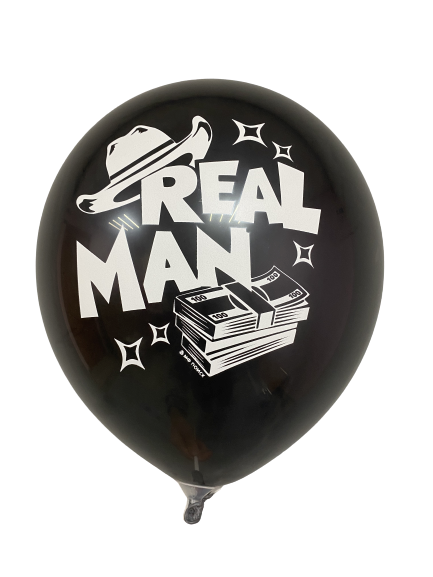 Шары с приколами Real Man (черный), воздушные с гелием, 30 см №68