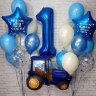 ⯎ Шары для мальчика на годик с фольгированным шаром Трактор Синий 