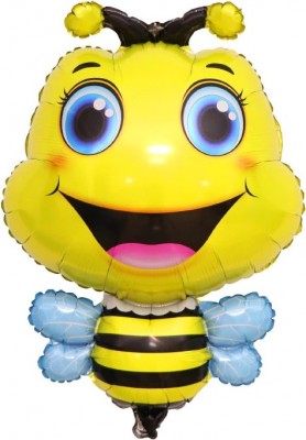 Фольгированный шар Пчела, желтый, фигура, 71 см, с гелием 
