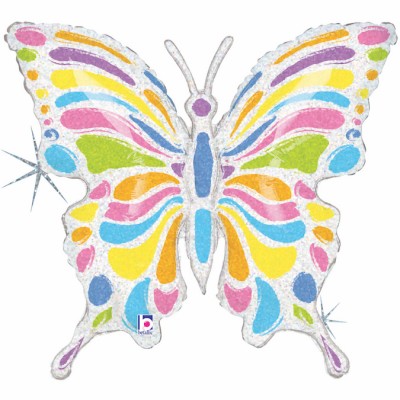 Бабочка сверкающая, фольгированный шар, фигура, 84 см, с гелием