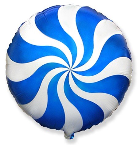 Леденец синий, фольгированный шар с гелием, круг 45 см