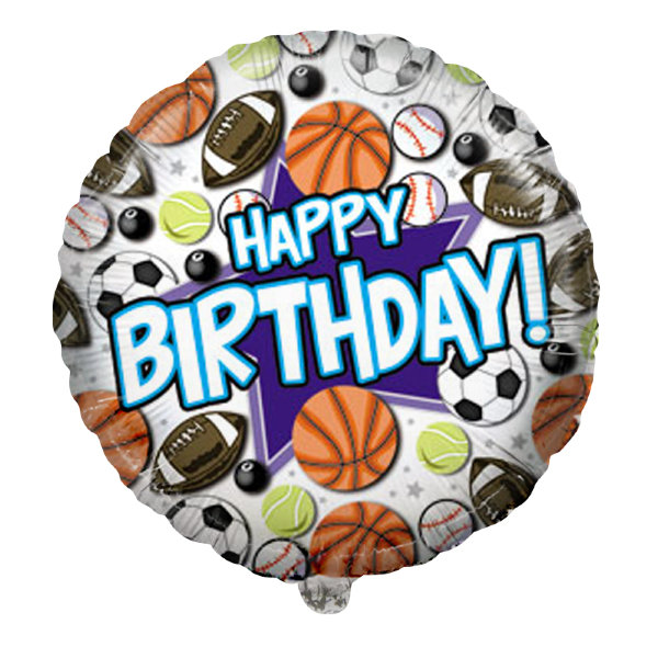 Спортивные мячи С днем рождения, фольгированный шар, круг