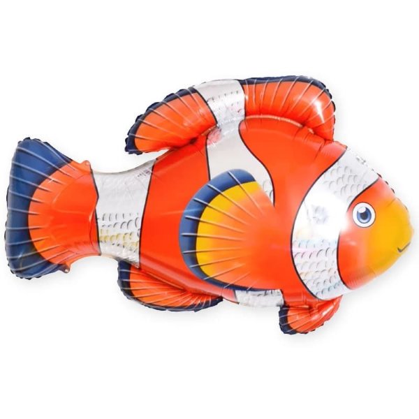 Рыба-клоун оранжевая, фольгированный шар с гелием, фигура 89 см 