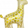 Фольгированный шар Жираф, бежевый с золотом, фигура, с гелием