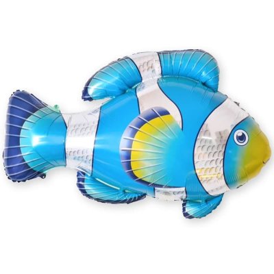 Рыба-клоун голубая, фольгированный шар с гелием, фигура 89 см