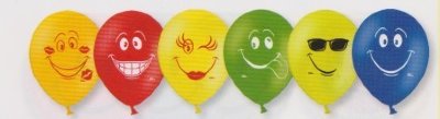 Улыбки разноцветные, воздушные шары с гелием, латексные, 35 см