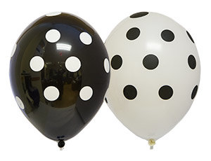 Воздушные латексные шары Горошек черно-белый, 35 см с гелием