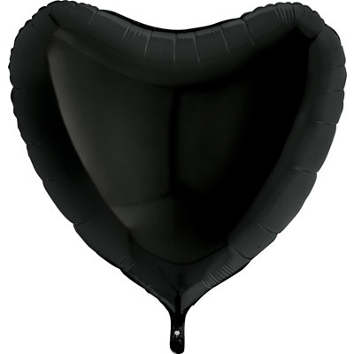 Сердце черное, фольгированный шар с гелием, фигура 80 см