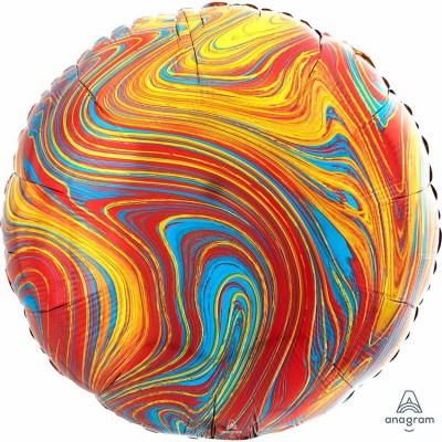 Фольгированный шар Мрамор разноцветный, круг, 45 см, с гелием